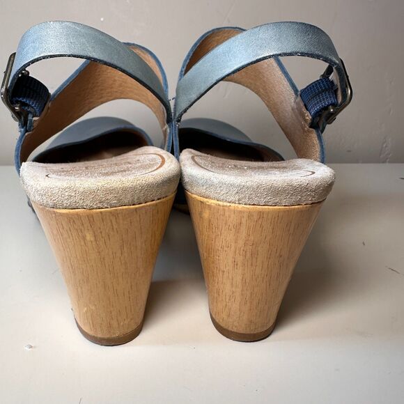 Dansko Thea Mary Jane Studded Two-Tone Ankle Strap Leather Clog Wooden Heel 37 - Picture 8 of 10